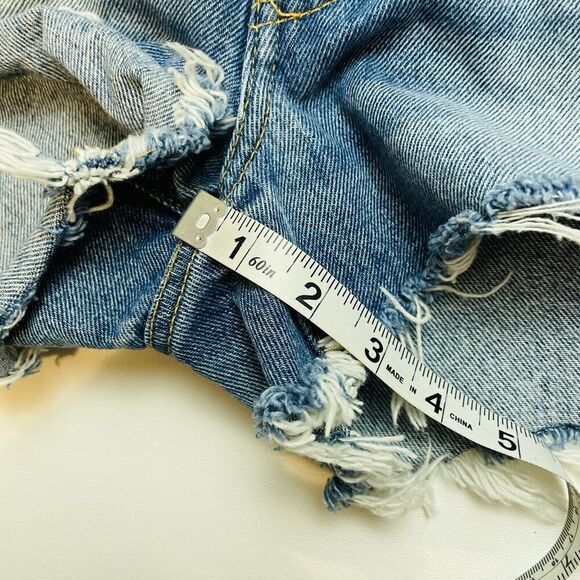 Re/Done 70S High Rise Shorts Womens 28" Waist Denim Buttonfly Distressed Cutoffs - Picture 10 of 10